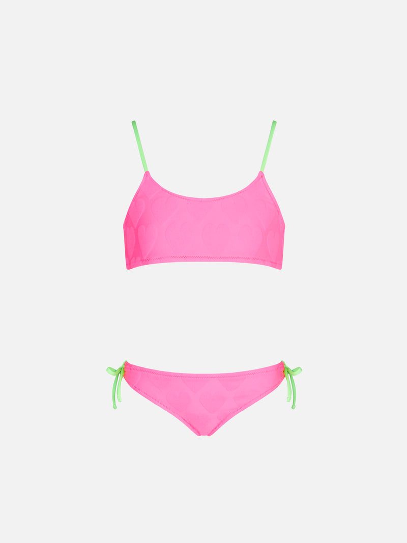 Mädchen-Bralette-Bikini mit Herzen