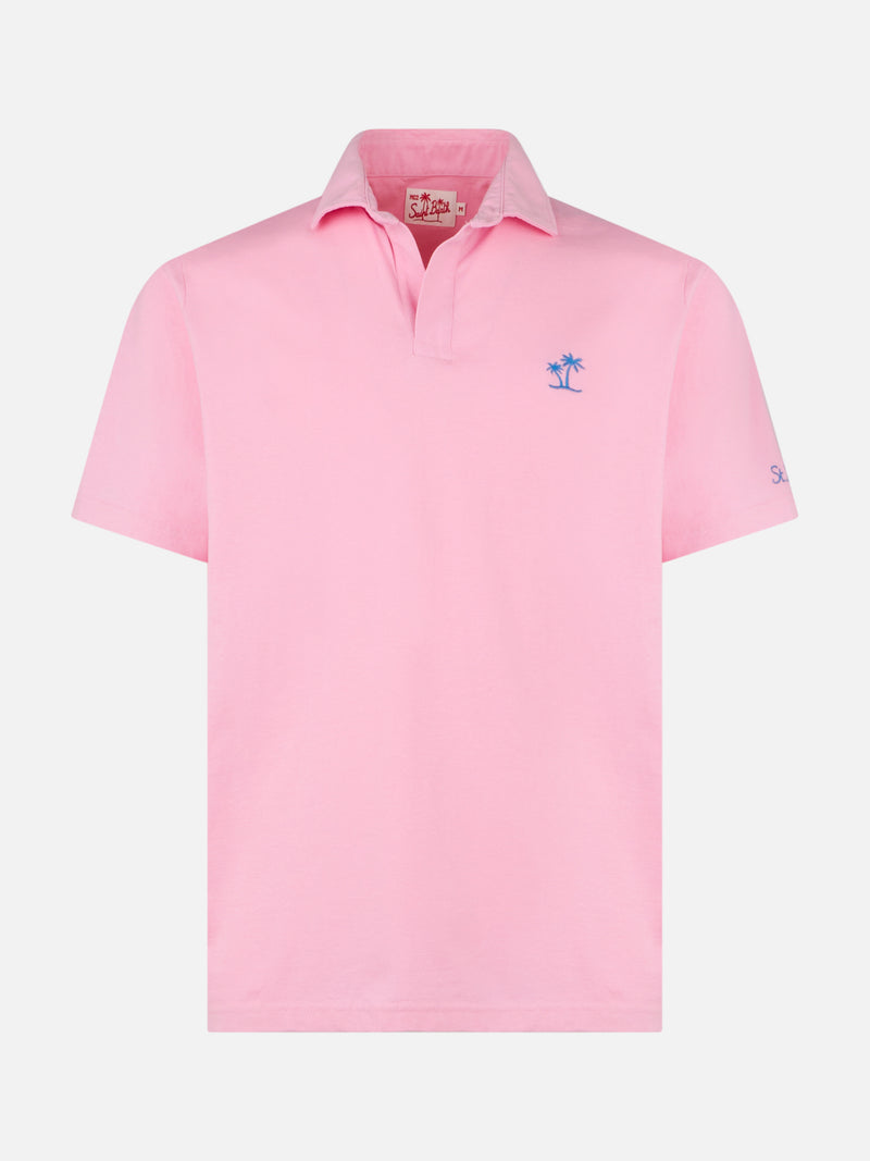 Polo da uomo in jersey di cotone rosa