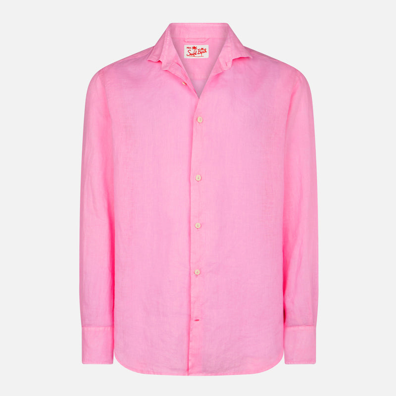 Man pink linen Pamplona shirt