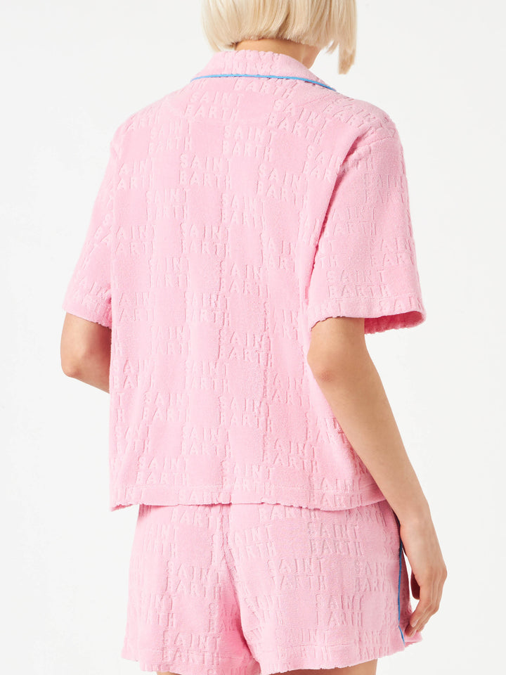 Camicia da donna in spugna goffrata con piping