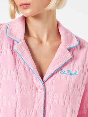 Camicia da donna in spugna goffrata con piping