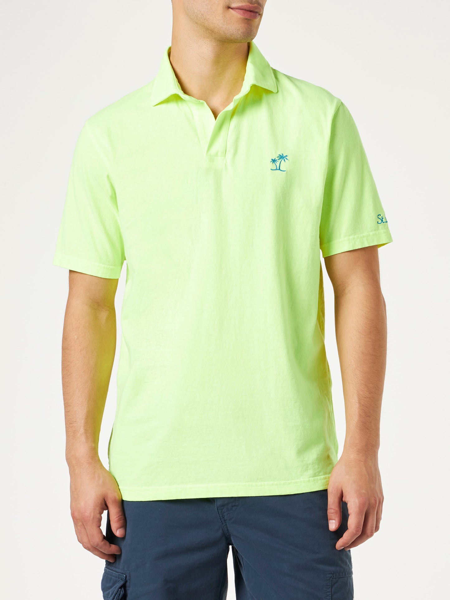 Fluo yellow cotton jersey man polo - MC2 Saint Barth