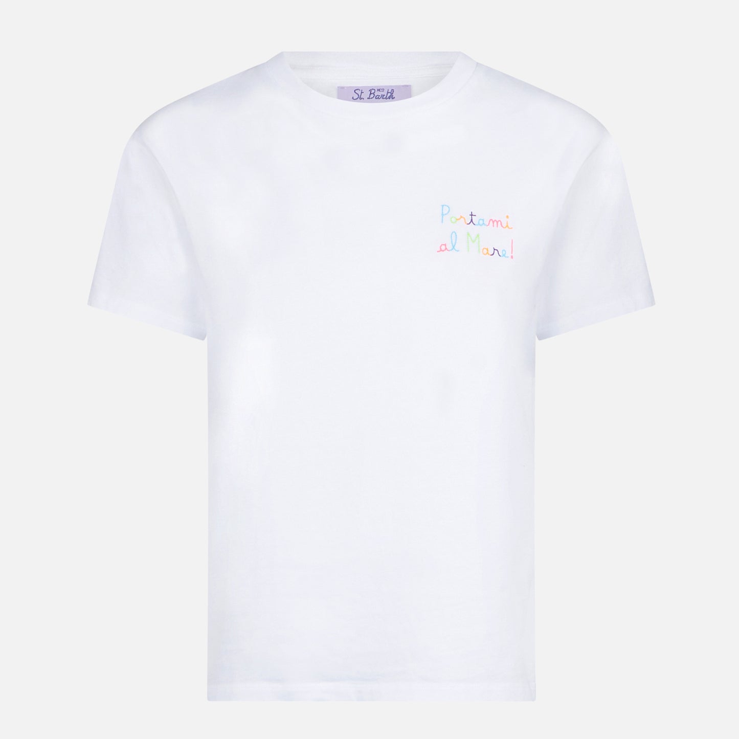 Damen-Baumwoll-T-Shirt mit Portami al mare! bestickt