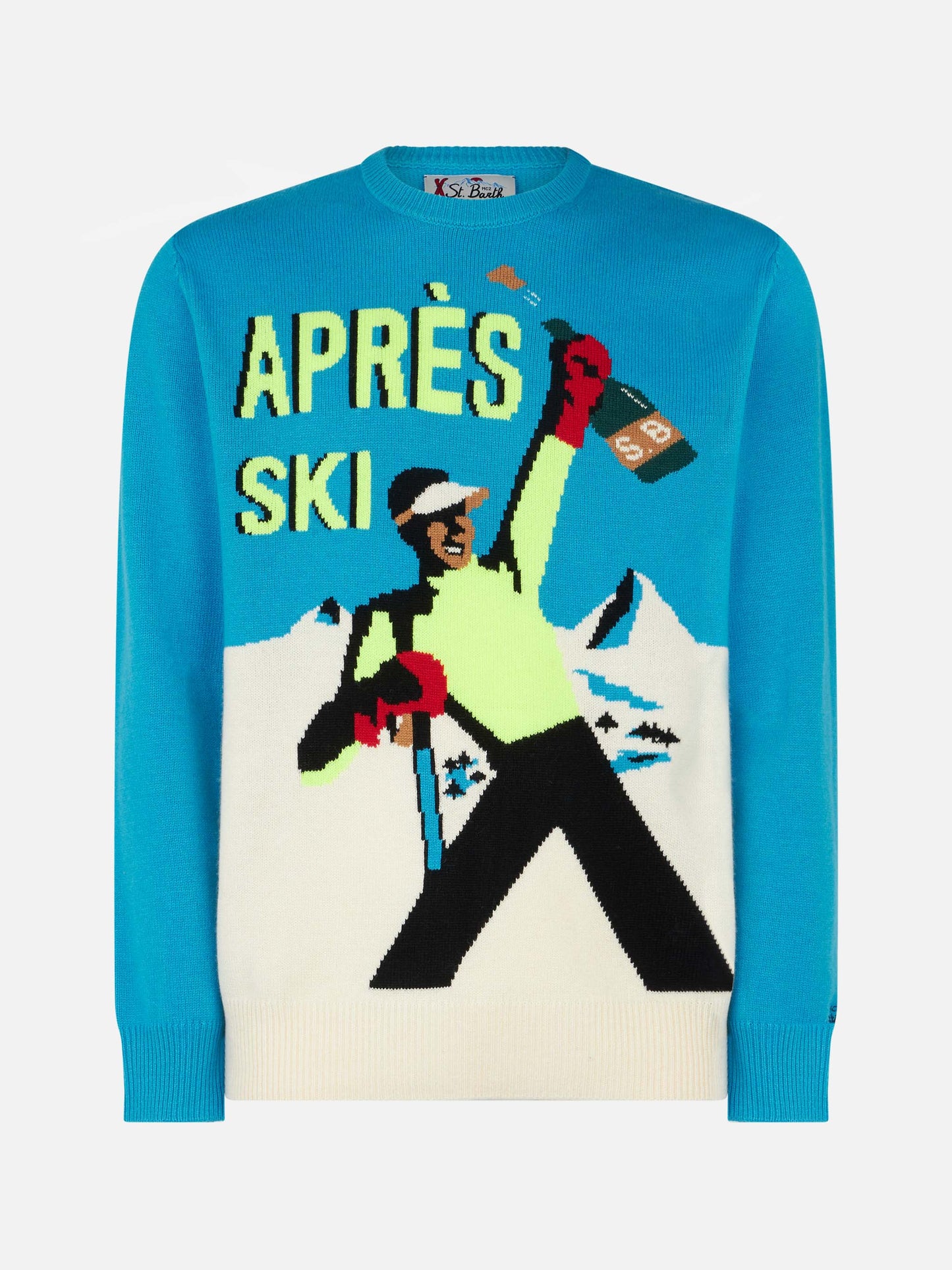 Maglia da uomo girocollo con stampa jacquard cartolina Après Ski