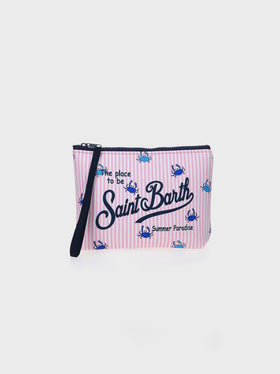 Pochette Aline in scuba con stampa granchi