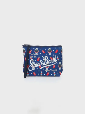 Aline Scuba-Pochette mit Uhren- und Cola-Print