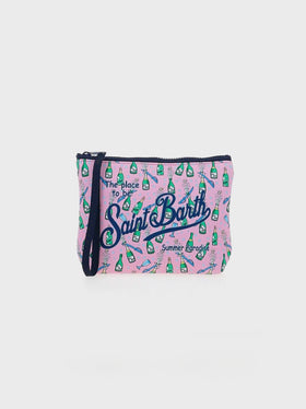 Pochette Aline in scuba con stampa bottiglie