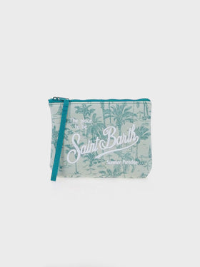 Pochette Aline in lurex con stampa toile de jouy