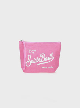 Aline pink linen pochette