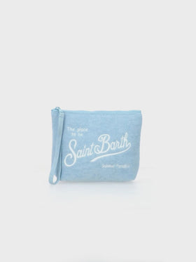 Aline hellblaue Pochette aus geprägtem Frottee