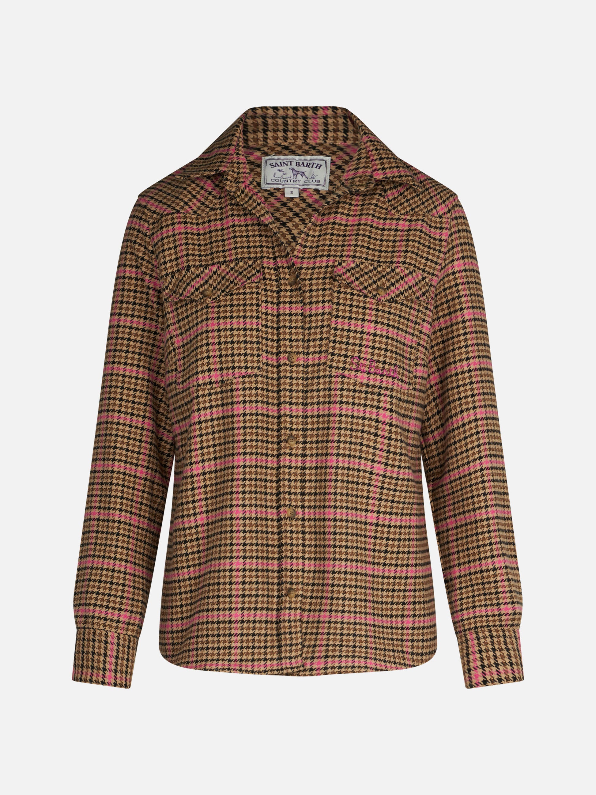 Woman overshirt with pied de poule print - MC2 Saint Barth