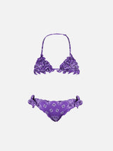 Bikini da bambina a triangolo con stampa bandana