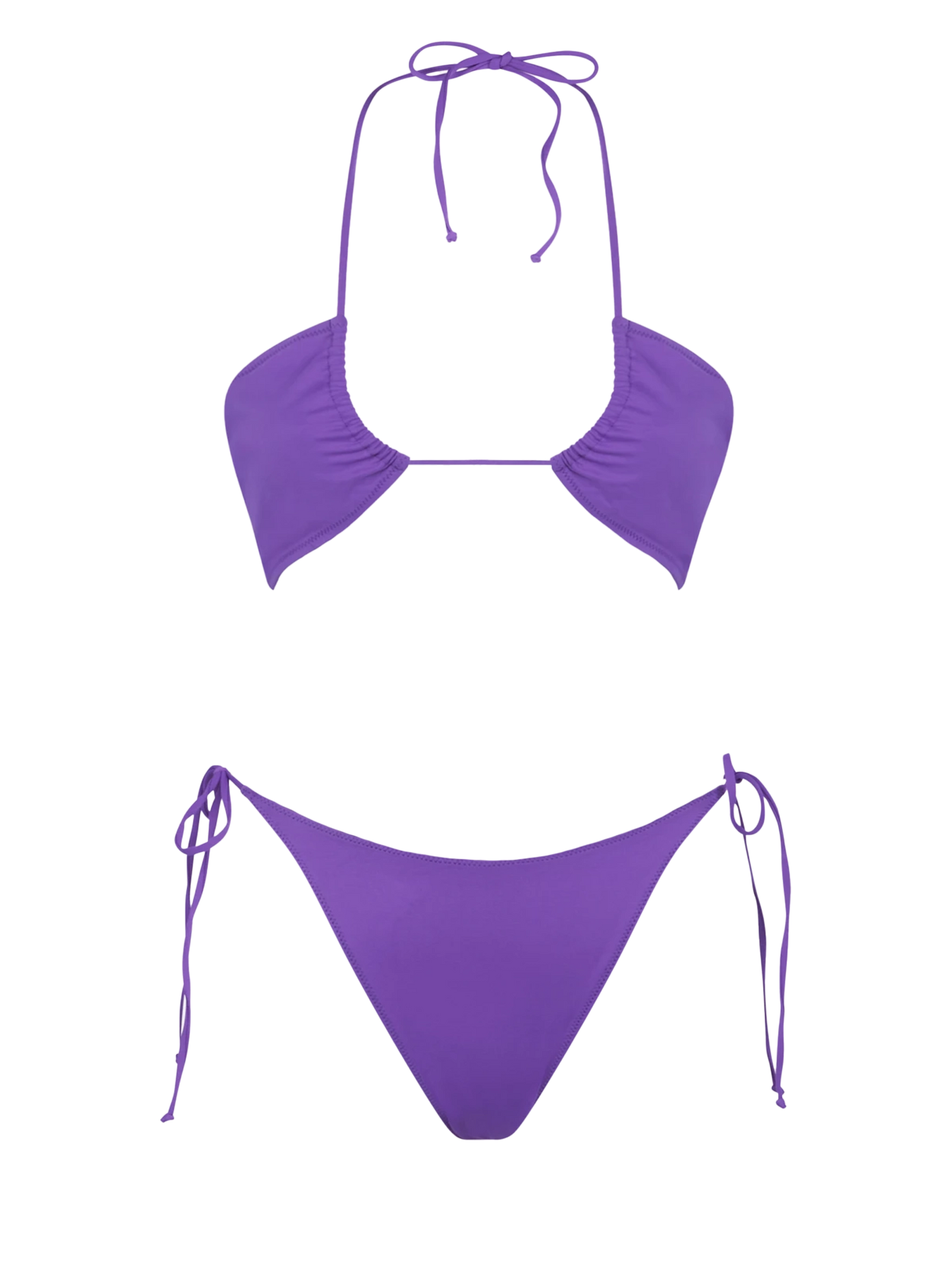 Woman purple bandeau bikini