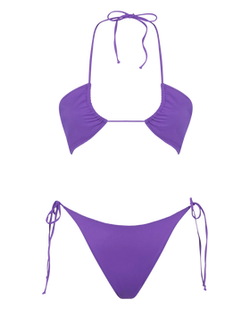 Woman purple bandeau bikini