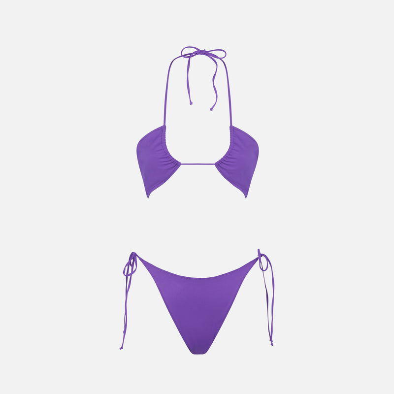 Woman purple bandeau bikini