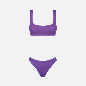 Bikini da donna a bralette viola crinkle