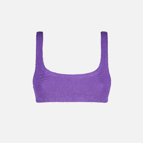 Woman purple crinkle bralette swimsuit