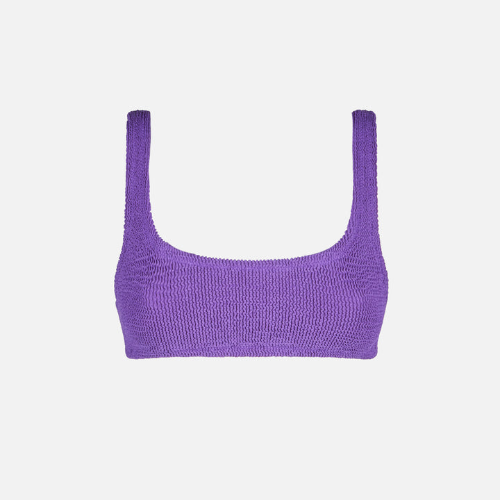 Damen Crinkle-Bralette-Badeanzug in Lila 