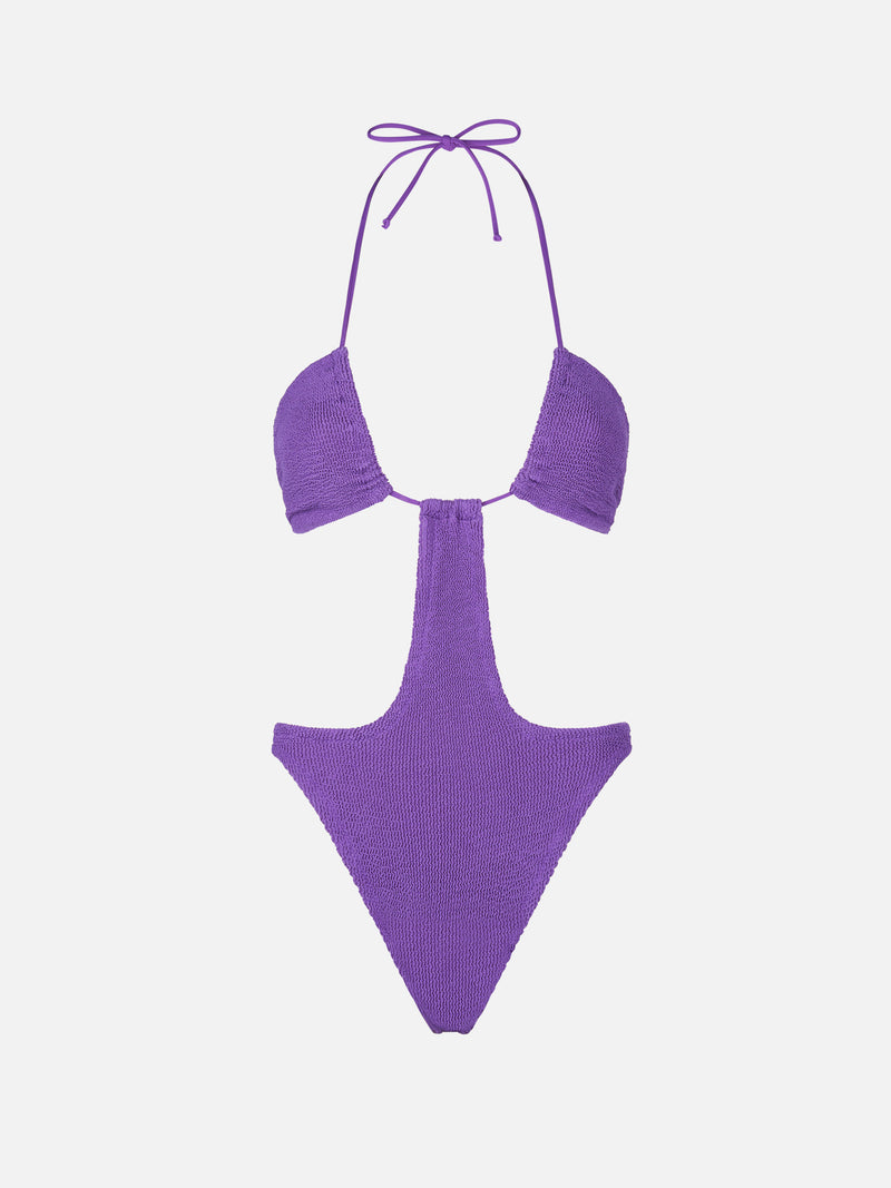 Costume da bagno trikini viola crinkle