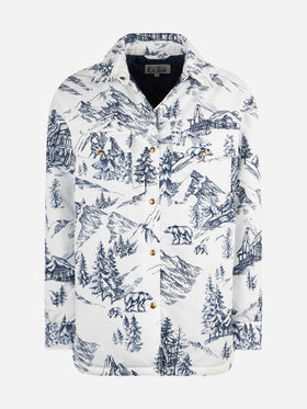 Gesteppte Wattierte Jacke für Damen mit Bandanna-Print