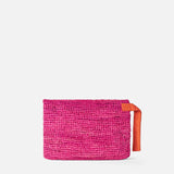 Fuchsia-Bast-Pochette mit Saint-Barth-Stickerei