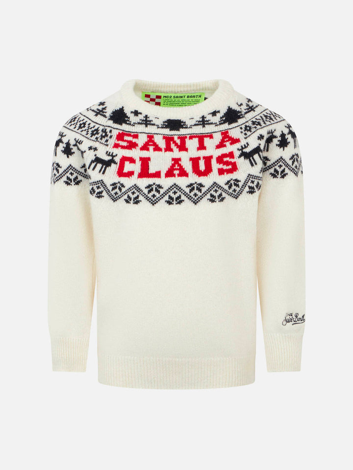 Maglione da bambino girocollo con ricamo Santa Claus