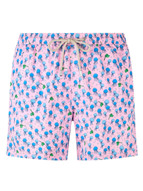Man lightweight fabric swim-shorts Lighting Micro Fantasy with jellyfishes print
