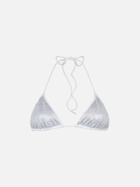 Costume da bagno donna a triangolo con strass argento