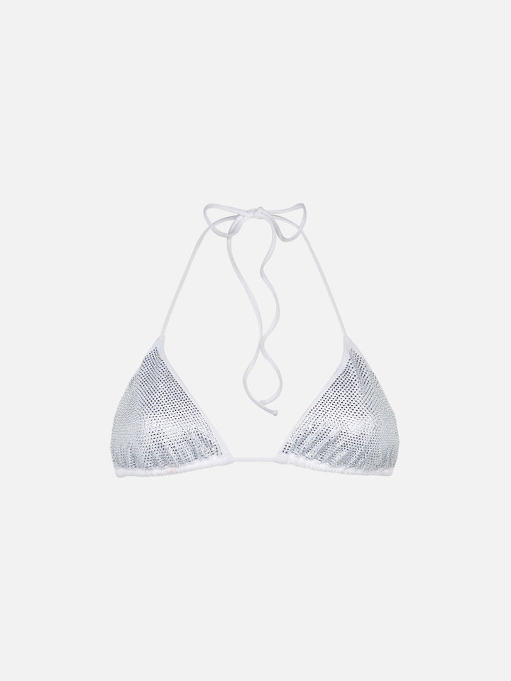 Damen-Triangel-Bikinioberteil mit silbernen Strasssteinen 