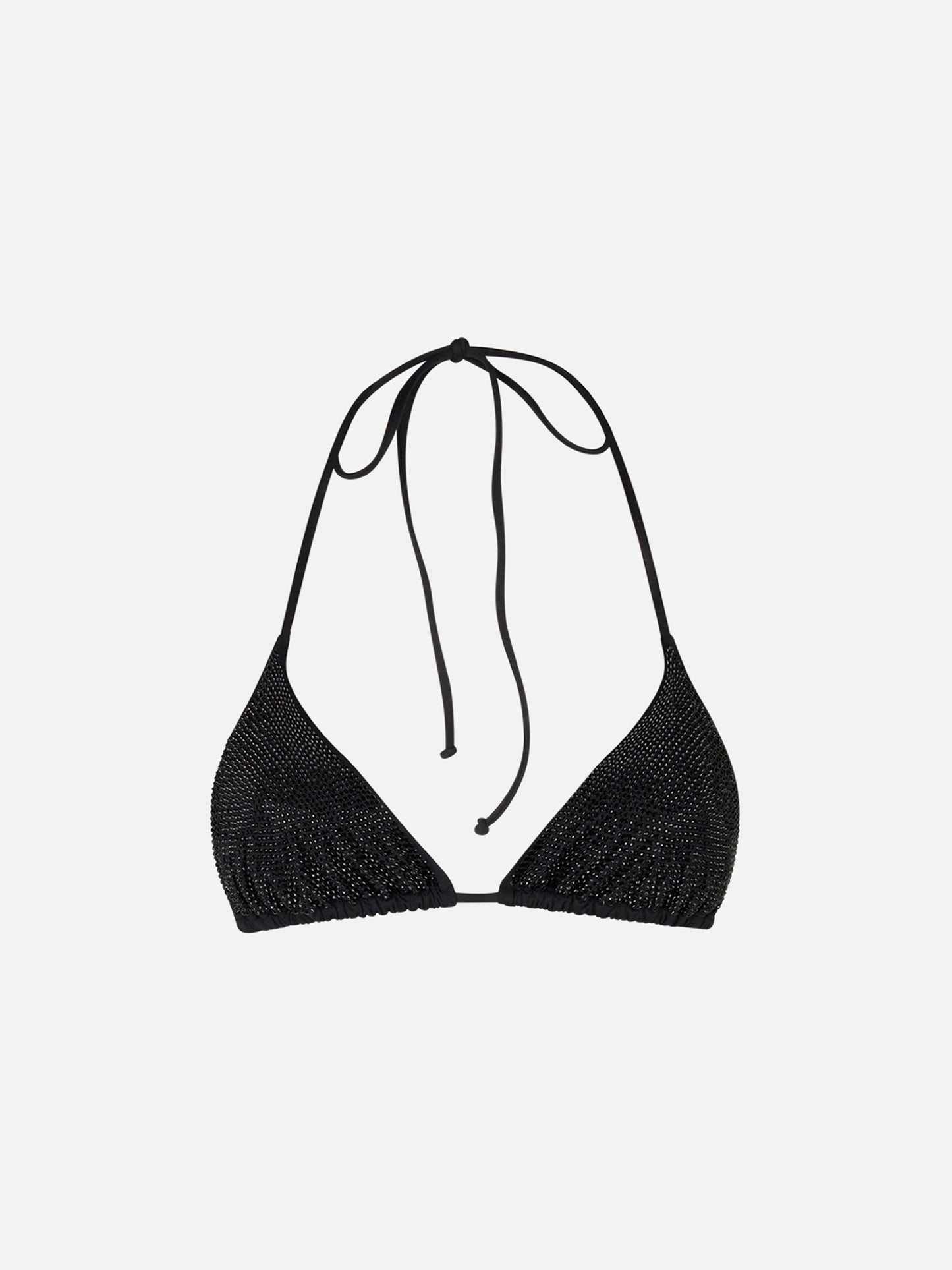 Woman triangle top swimsuit with black strass