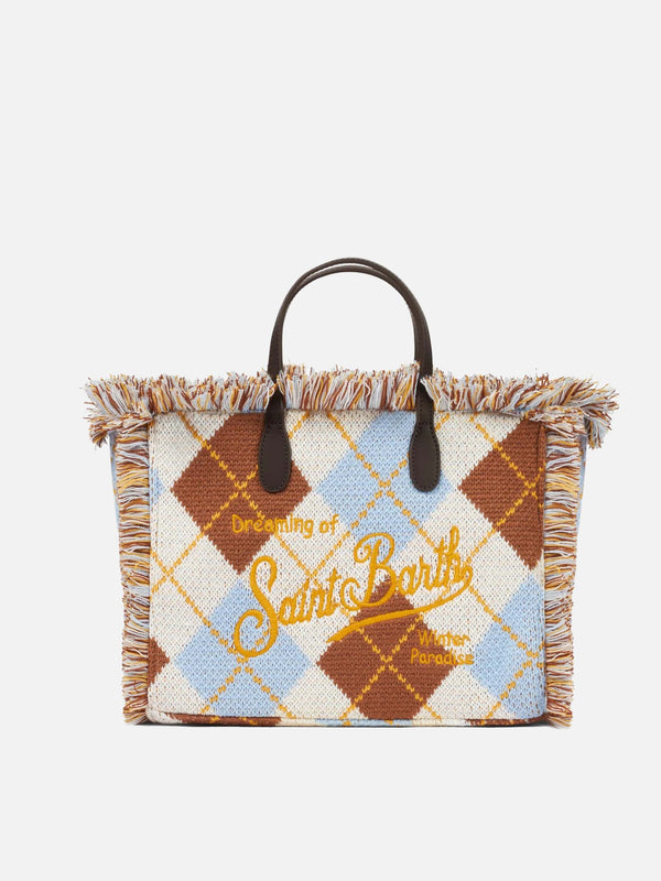 Borsa Colette in lana con stampa argyle