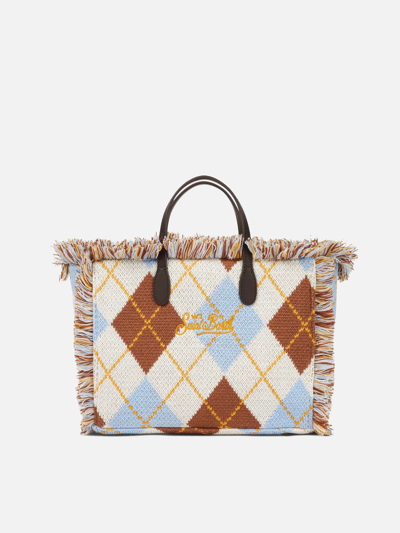 Borsa Colette in lana con stampa argyle