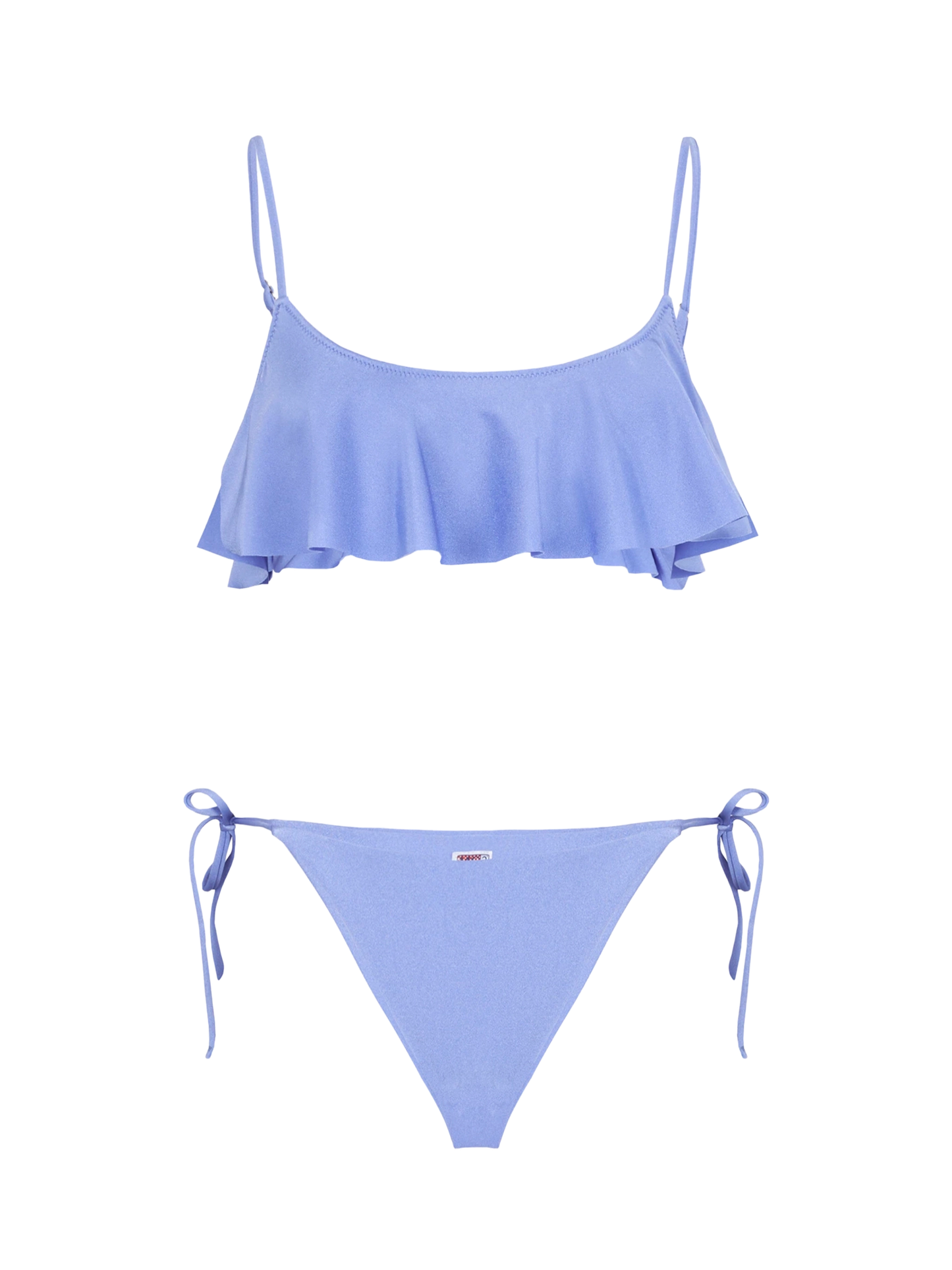 Fliederfarbener Damen-Bralette-Bikini mit Volant