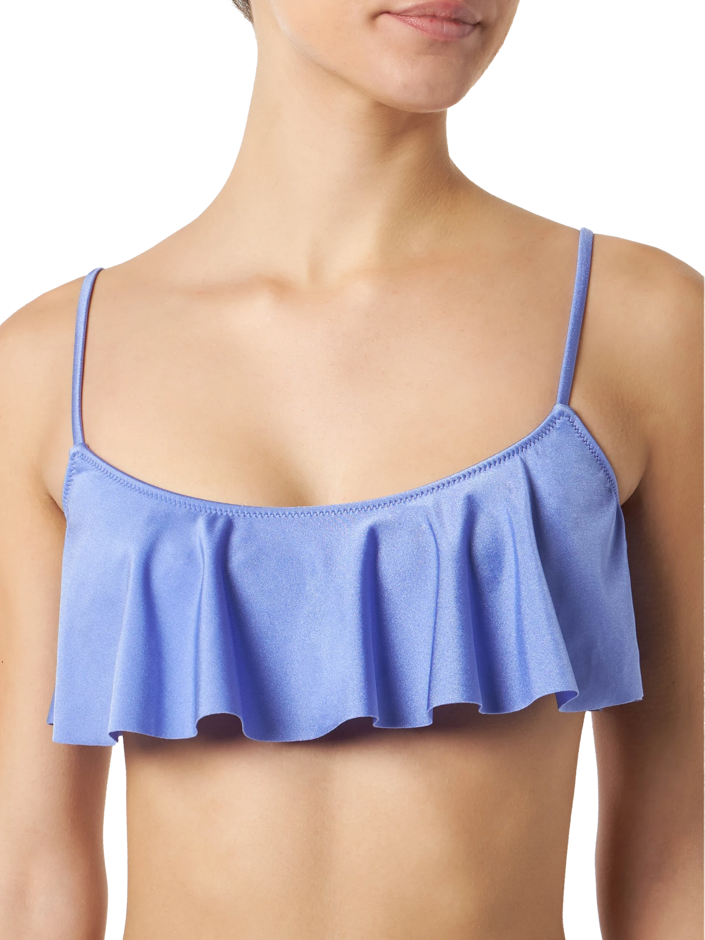 Fliederfarbener Damen-Bralette-Bikini mit Volant
