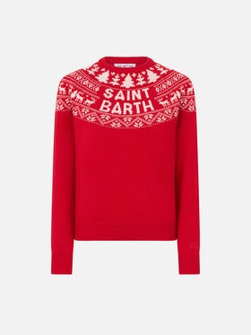 Girll sweater with fair isle and Saint Barth jacquard - MC2 Saint Barth