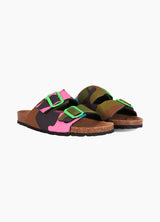 Sandalen mit mehrfarbigem Fluo-Camouflage-Print