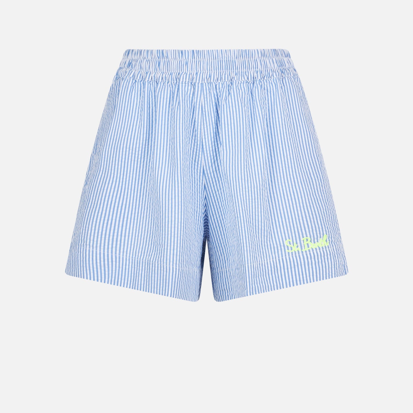 Woman seersucker short pants with striped print