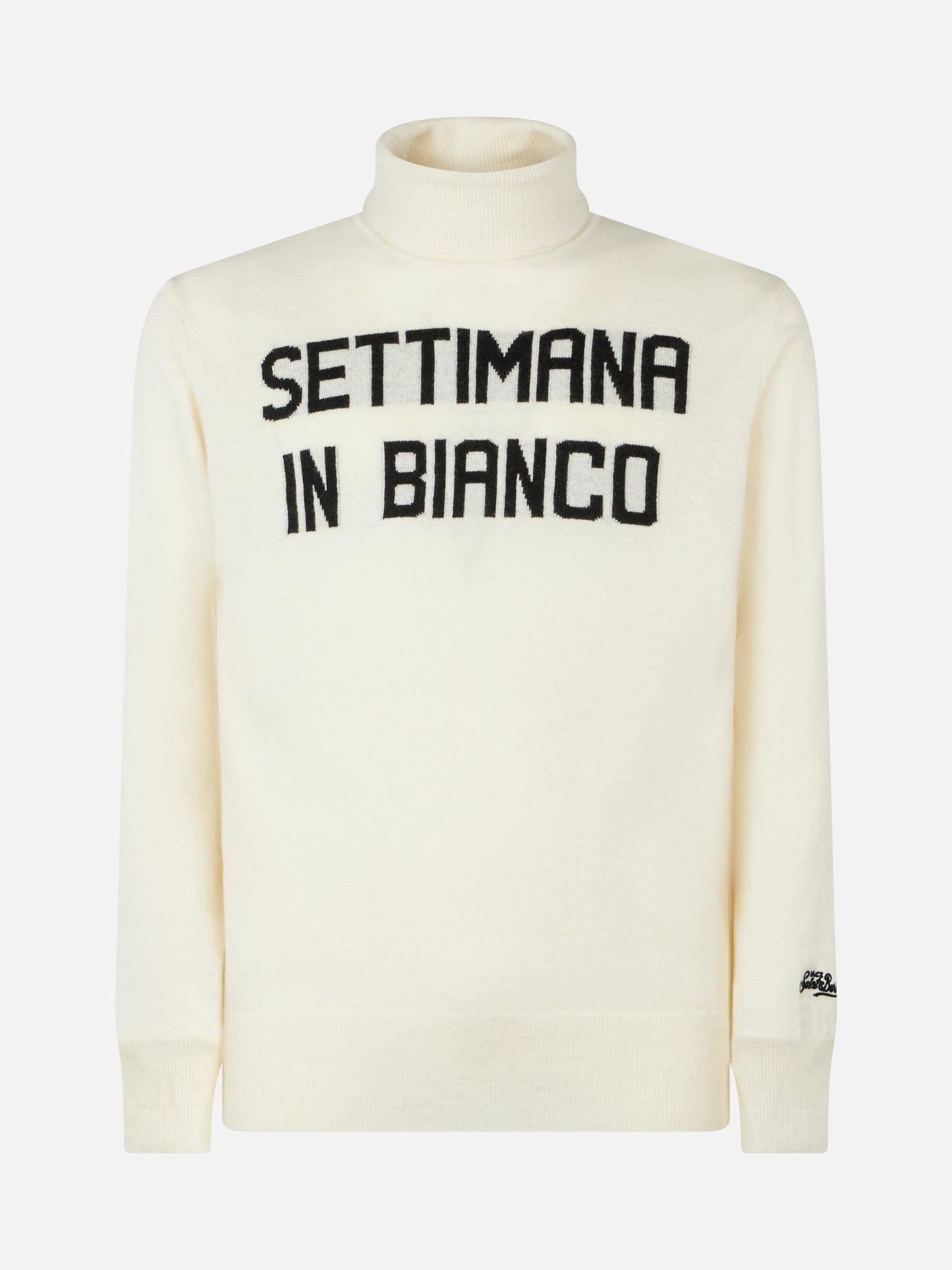 Maglione da uomo dolcevita con stampa jacquard Settimana in Bianco 