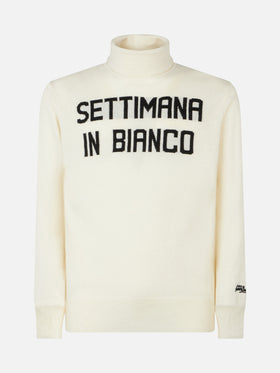 Maglione da uomo dolcevita con stampa jacquard Settimana in Bianco 