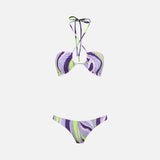 Woman bandeau bikini with shape wave print