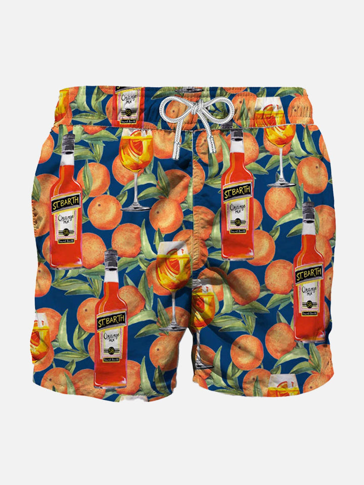 Mid-length swim short spritz time blue print