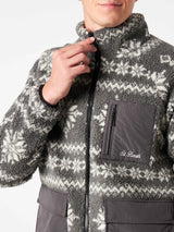 Man sherpa jacket with fair-isle print