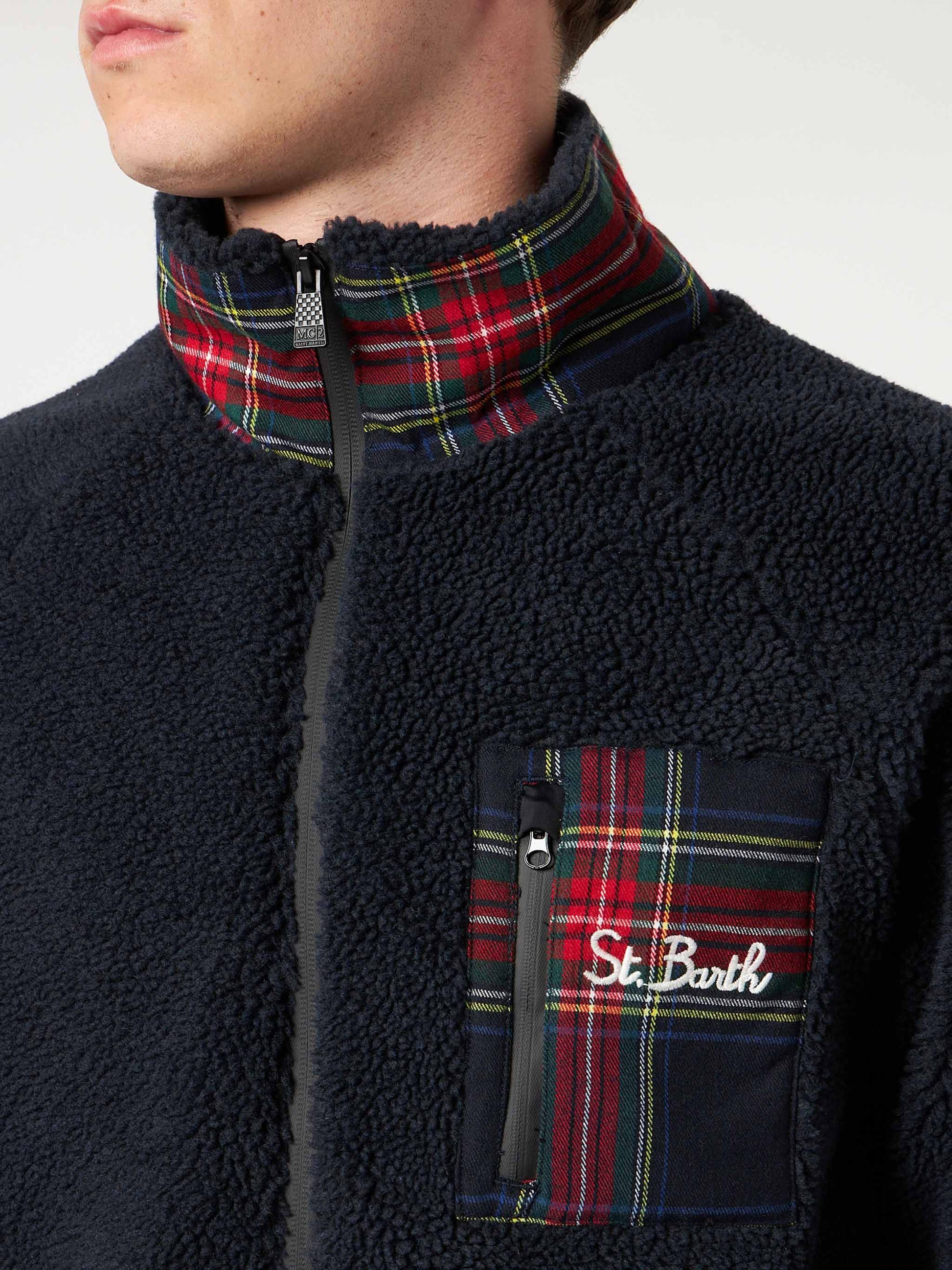Sherpa jacket with pocket and St. Barth embroidery - MC2 Saint Barth
