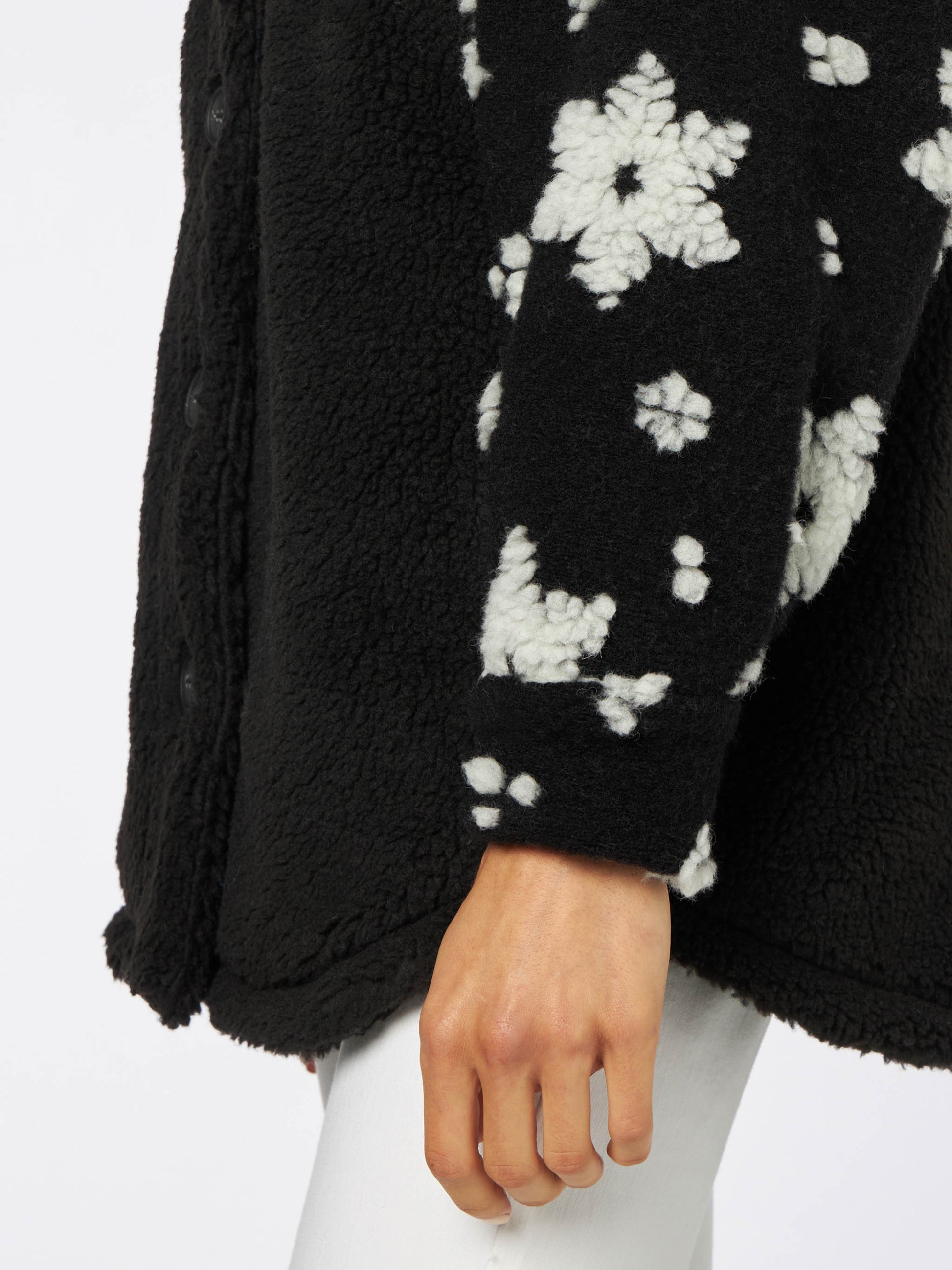 Woman sherpa overshirt with snow flakes print - MC2 Saint Barth