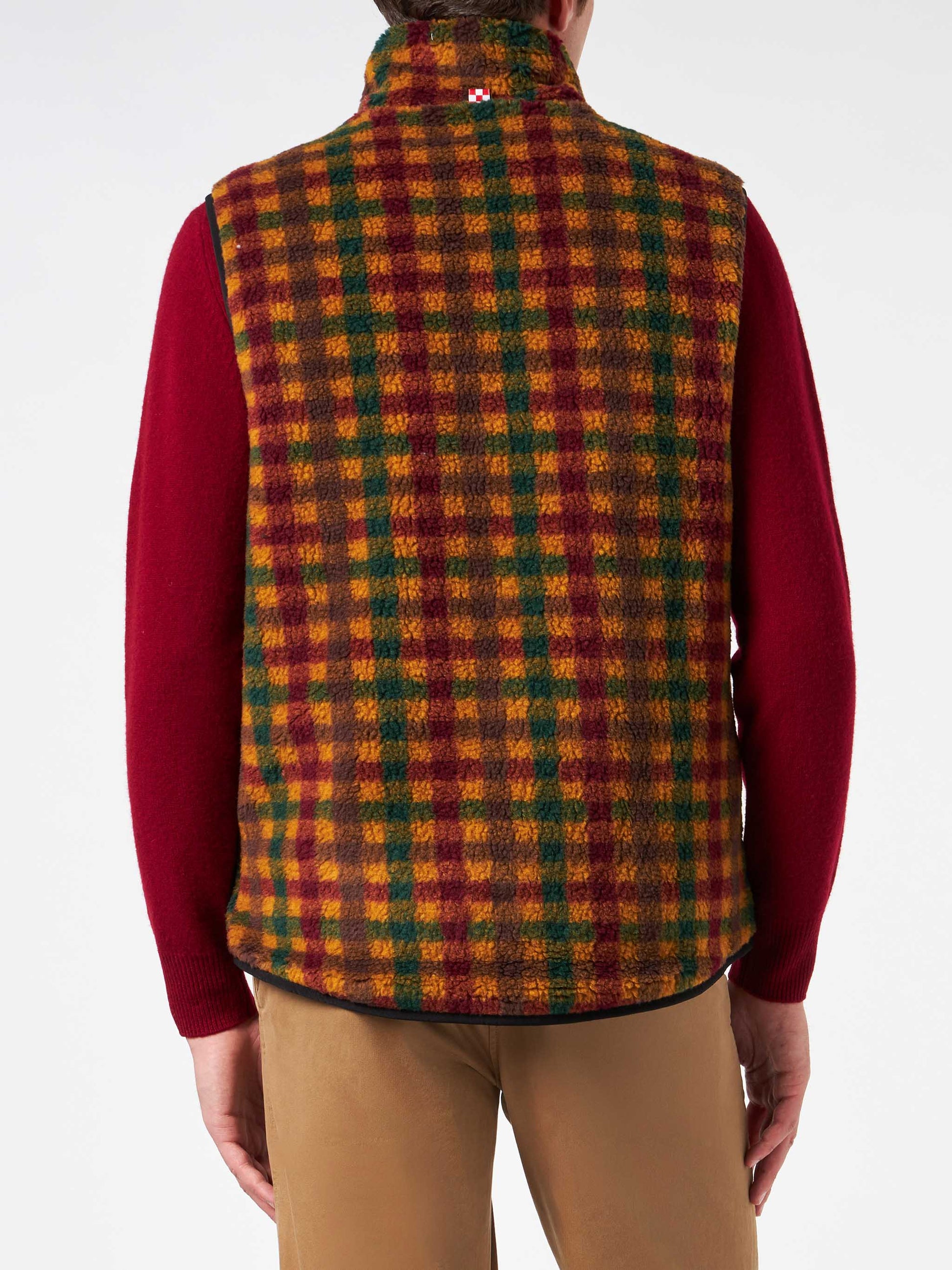 Man check sherpa vest jacket with patch pockets - MC2 Saint Barth