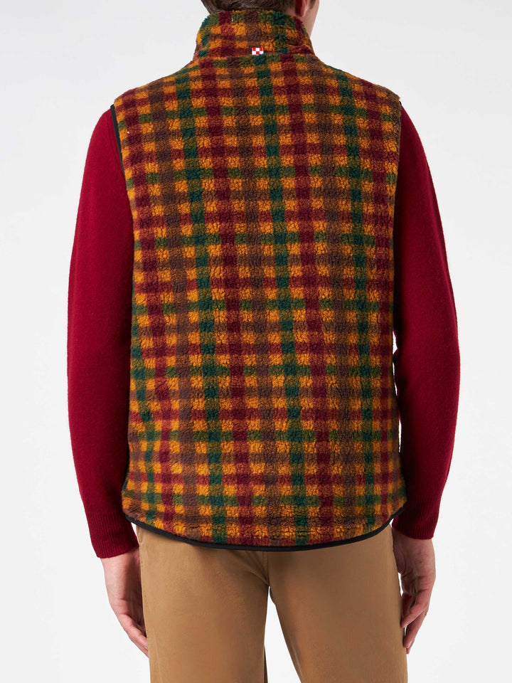 Man check sherpa vest jacket with patch pockets - MC2 Saint Barth
