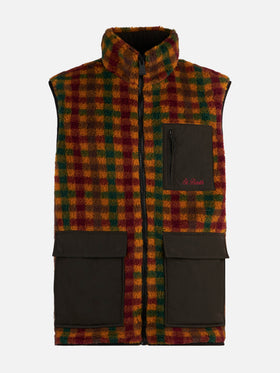 Man check sherpa vest jacket with patch pockets - MC2 Saint Barth