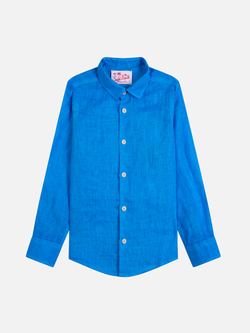 Blaues Leinenhemd für Jungen