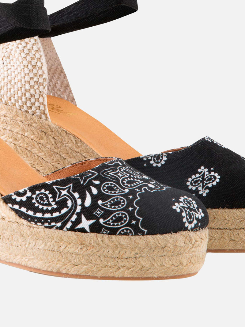 Espadrillas with high wedge and ankle lace