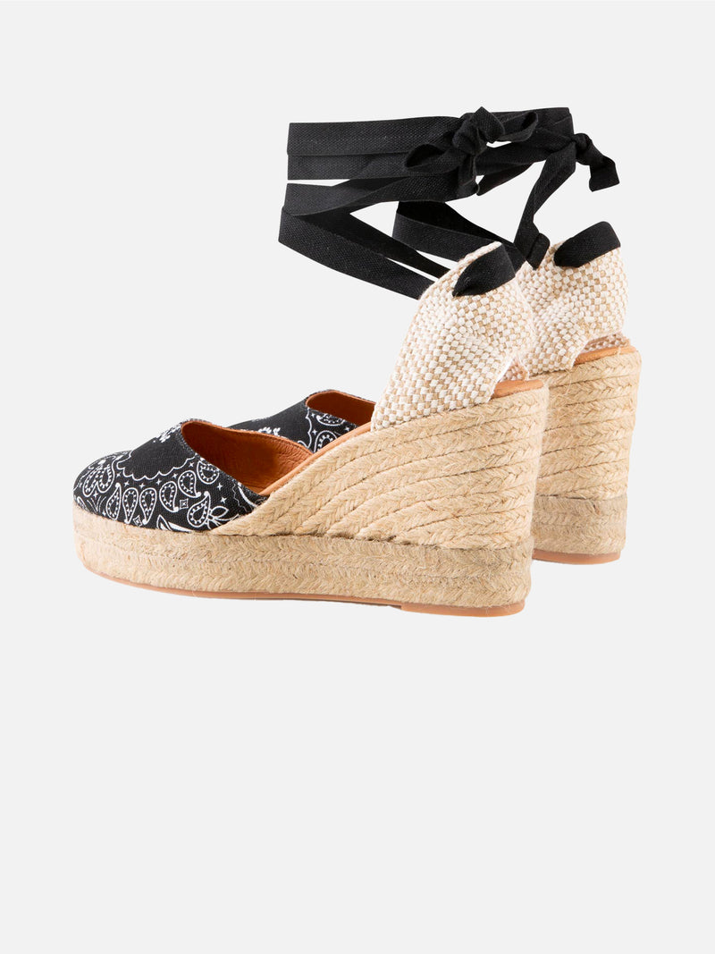 Espadrillas with high wedge and ankle lace